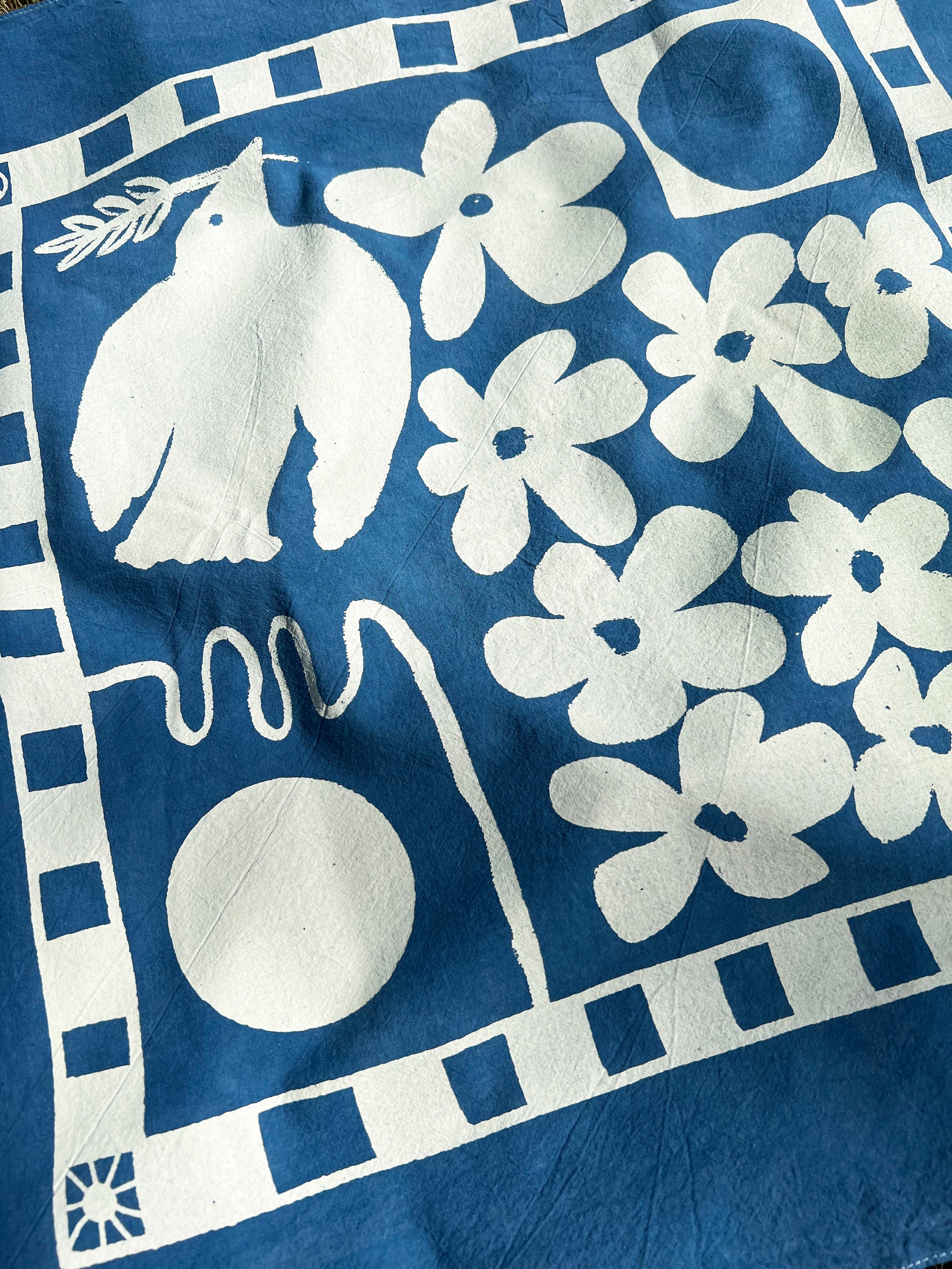 Peace Dove Indigo Bandana