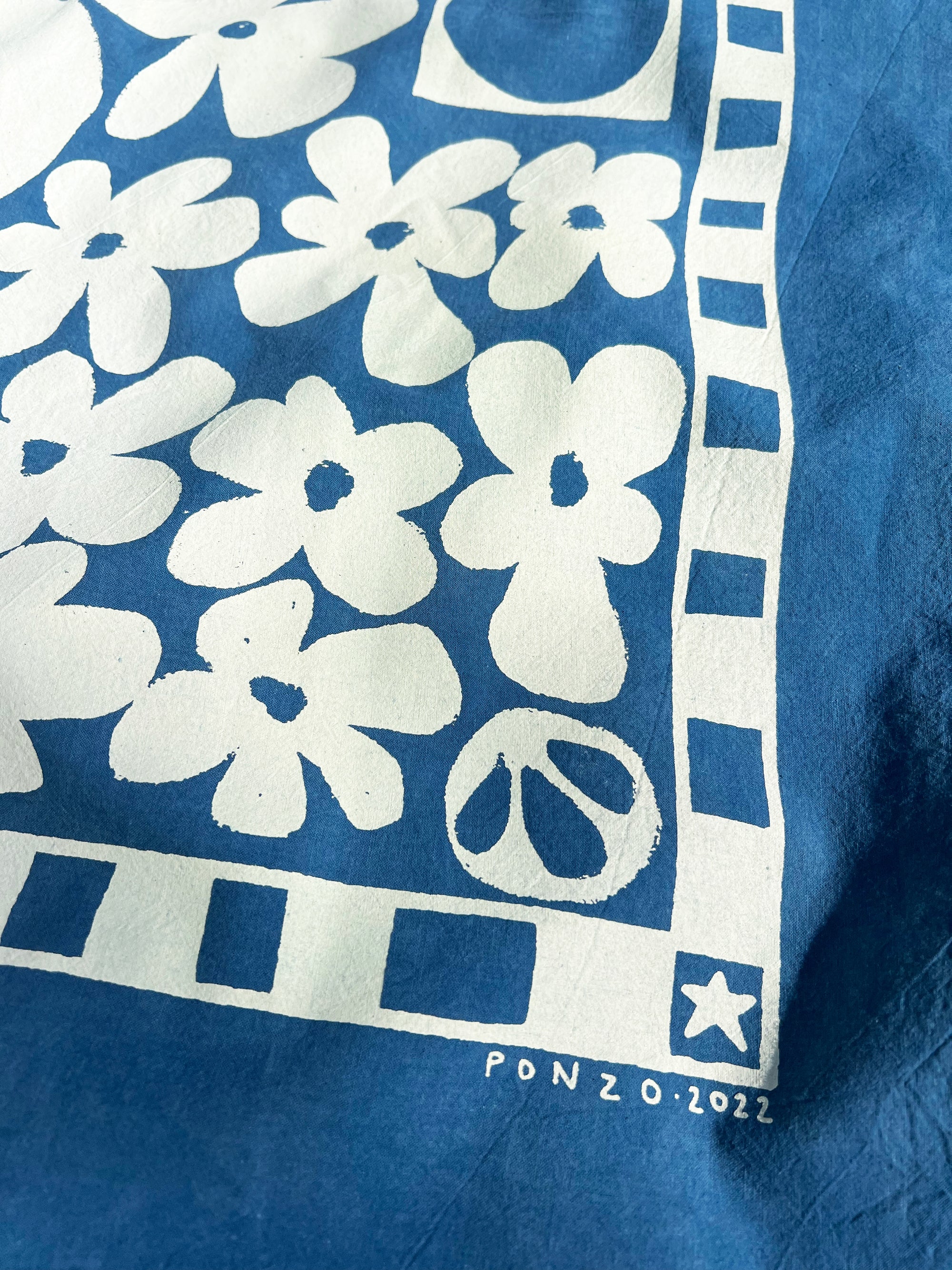 Peace Dove Indigo Bandana